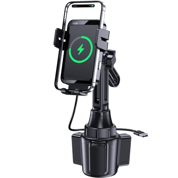 Wireless Car Charger, MOKPR 15W/10W/7.5W Cup Holder Phone Mount, Auto Clamping Fast Charging Car Mount, Air Vent Phone Holder for iPhone 16 15/14/13/12 pro