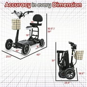 Dragon Mobile 4 Wheel Electric Folding Powered Wheelchair w/ Front Basket, Collapsible Mobility Scooter for Adult, Senior & Elderly - Black