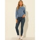thumbnail image 3 of INSPIRE CHIC Chaqueta de mezclilla con capucha extraíble para mujer Chaquetas de mezclilla con cordón en capas y botones Azul S, 3 of 6