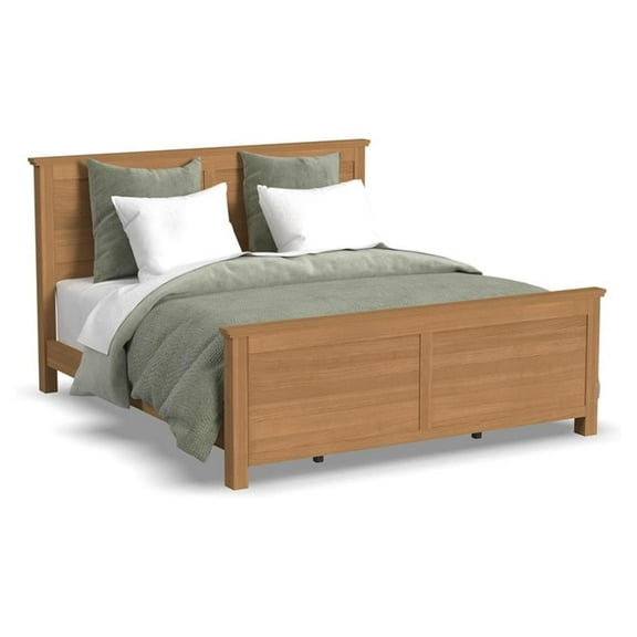 Pemberly Row 82.5" Traditional Wood King Panel Bed in Brown Finish