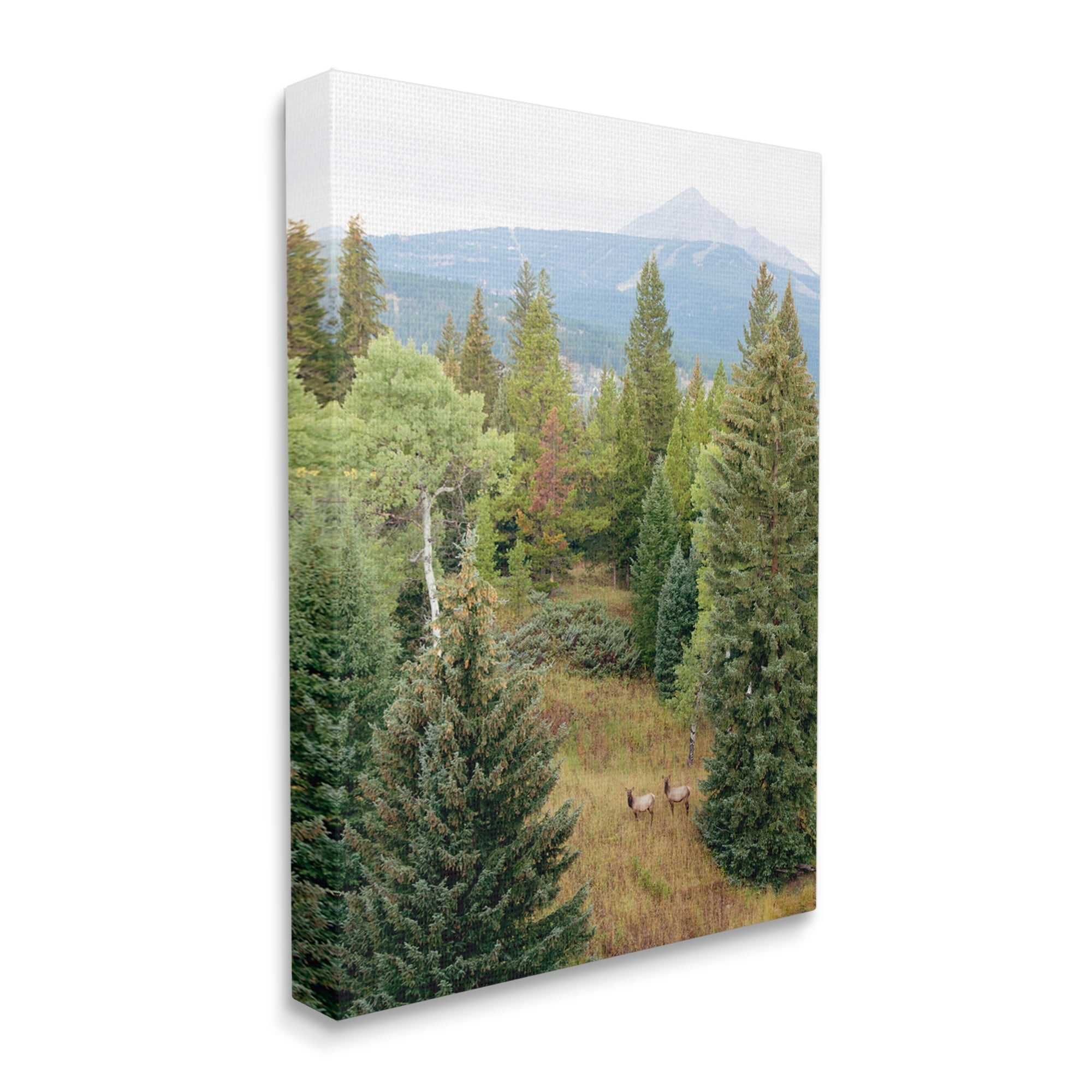 Stupell Lone Peak Mountain Deer Wildlife Landscape Photography Gallery Wrapped Canvas Print Wall Art