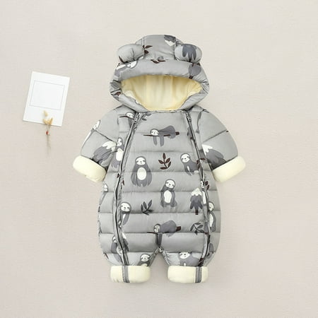 

Toddler onesie baby autumn and winter thickened crawl clothes warm down clothes