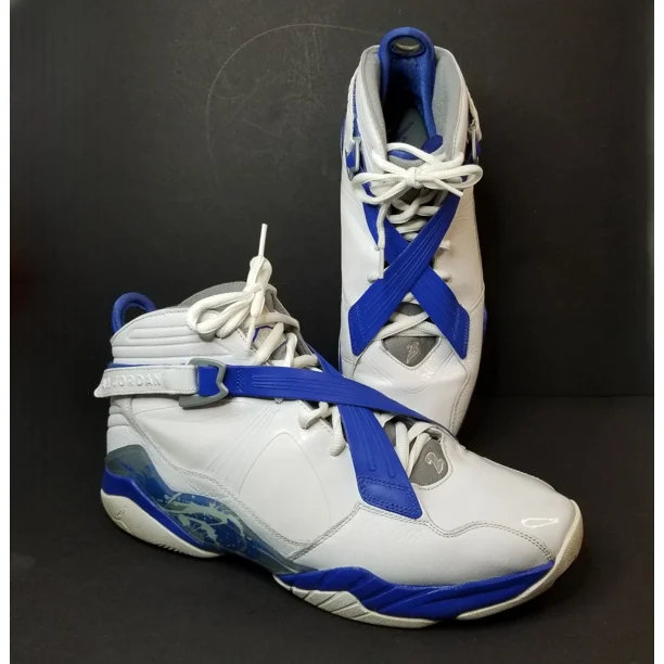 Ni - ke Ni - ke Air Jordan 8.0 White Royal Blue Silver Shoes Sneakers Men Sz 12, 467807-102