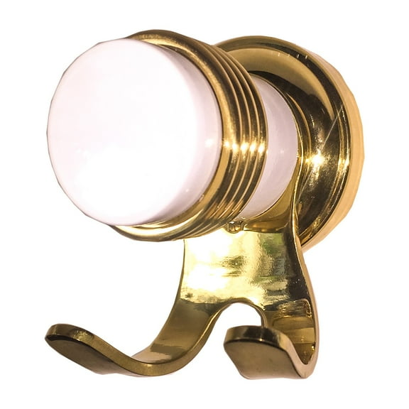 Renovators Supply Victorian Bathroom Robe Hook White Porcelain Spectrum Brass