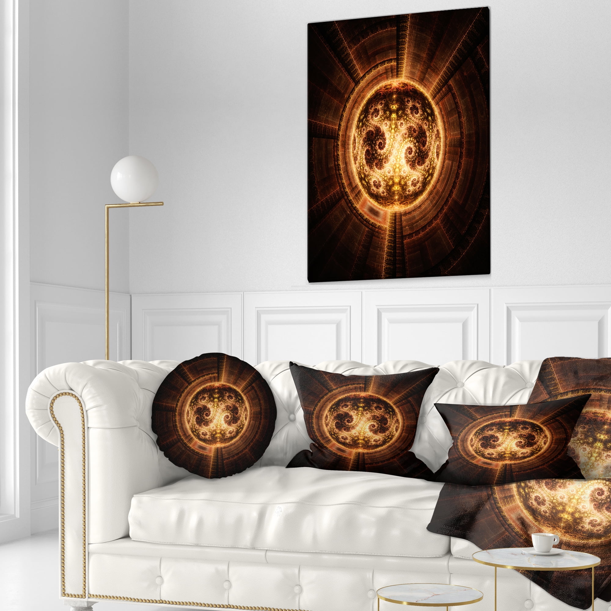 Designart 12" x 20" Orange Polyester Throw Pillow