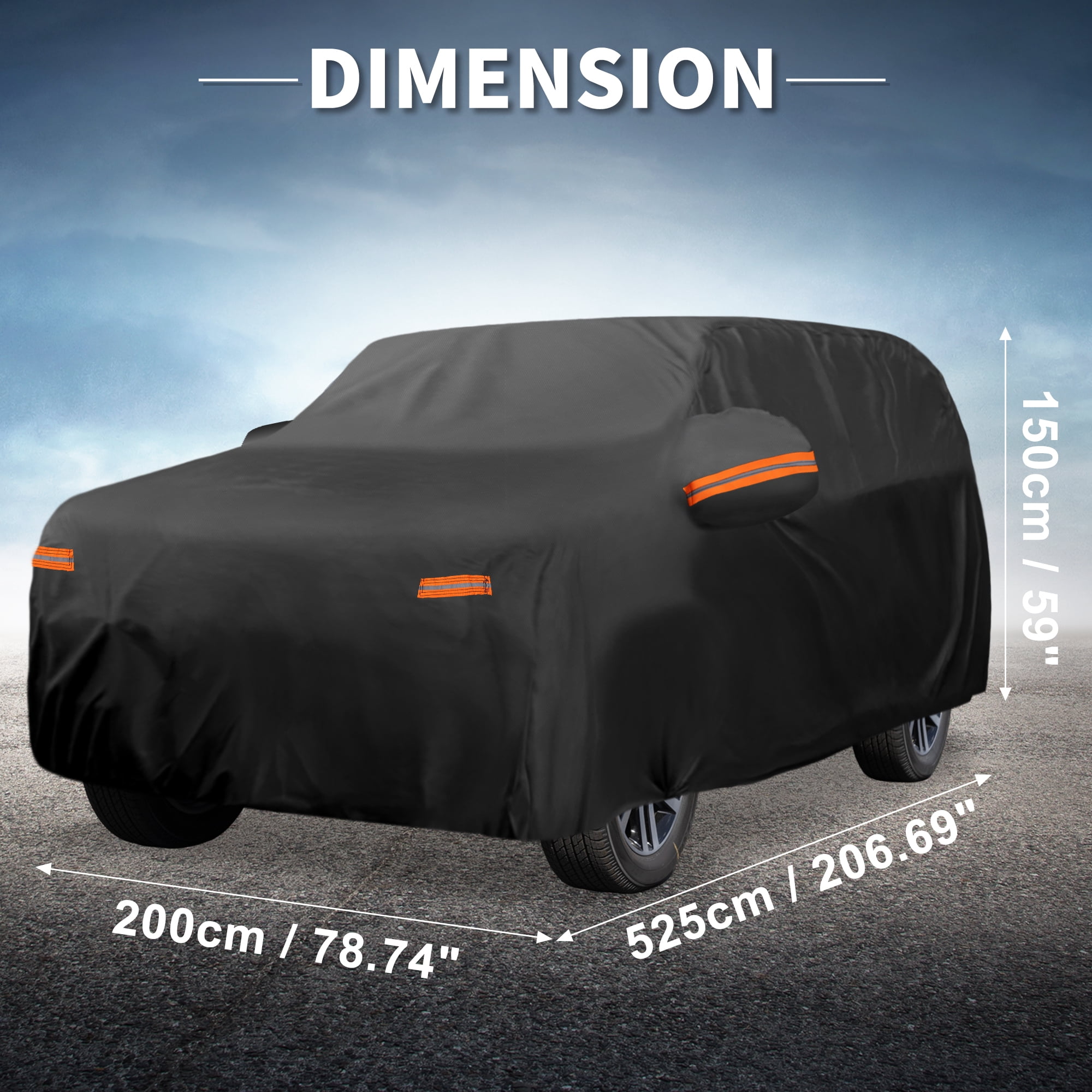 Unique Bargains Aluminum Full Car Cover Black for Lexus TX 206.69"x78.74"x59.06"