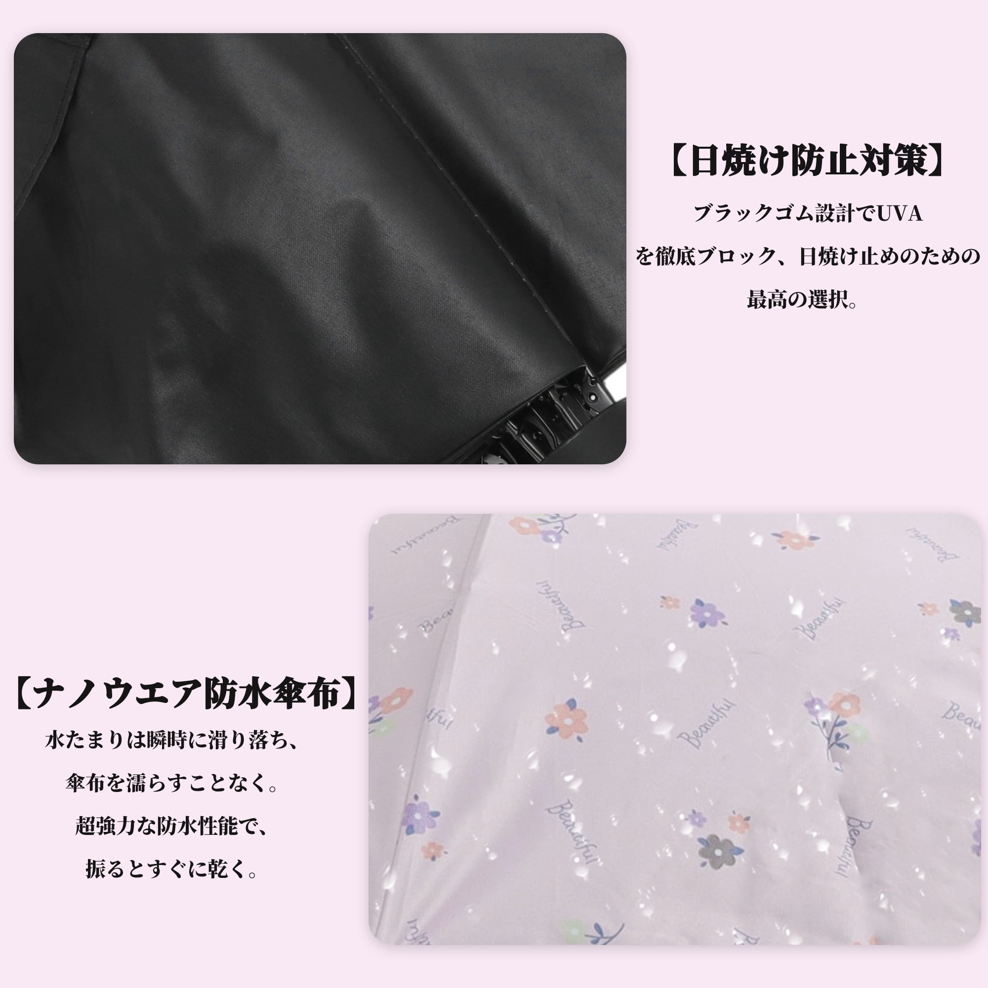 Unique Bargains Portable Manual Open Close Rain Umbrella Pink