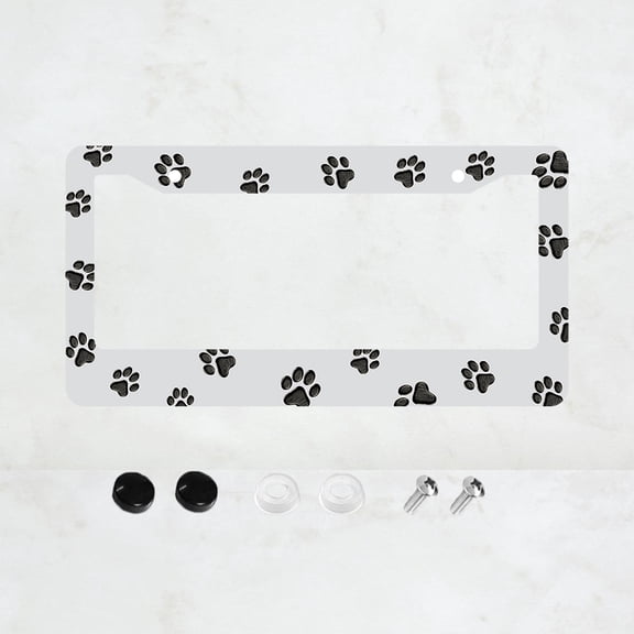 Dog's Paw License Plate Prame Aluminum Auto Parts License Plate Decorative Screws Fit Standard 2 Holes 1 U.S. License Plate, 12.2x 6.3 Inch
