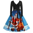 thumbnail image 2 of Robe Vintage Rockabilly Patchwork pour Femmes Robes de Fête de Noël avec Nœud, 2 of 8