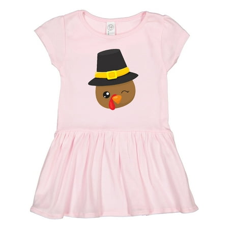 

Inktastic Thanksgiving Turkey Brown Turkey Pilgrim Hat Gift Toddler Girl Dress