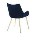 thumbnail image 4 of 22 Inch Fabric Upholstered Dining Side Chair, Sloped Arms, Metal Legs, Blue - Saltoro Sherpi, 4 of 6