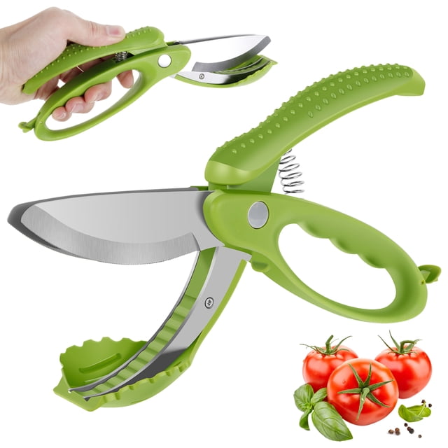 Relax love Tiras para Ensalada para Tirar y Chuletar Tijeras para Ensalada con Hoja Doble, Cortador de Tijeras para Verduras Resistente, Lavable y Reutilizable, Portátil para Cocinar Kitchen