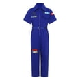thumbnail image 3 of Haitryli Girls Boys Mechanic Jumpsuits Coverall Boiler Suit Zip-Front Short Sleeve Overalls Flight Suit Bodysuit Blue 14-15, 3 of 7