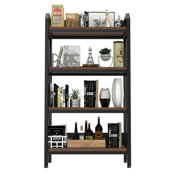 55in Bakers Rack 4-Level Storage Shelves Metal and Wooden Kitchen Shelves, Kitchen Organizers and Storage, for Garage, Pantry, Bathroom, Closet