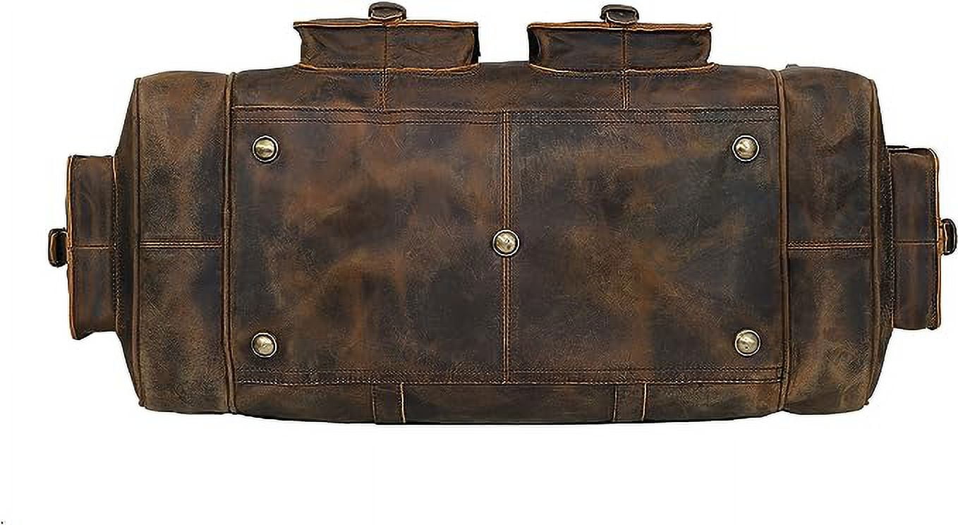 RUZIOON Large duffel bags for men hold all leather travel bag overnight gym sports weekend bag (24" Large)