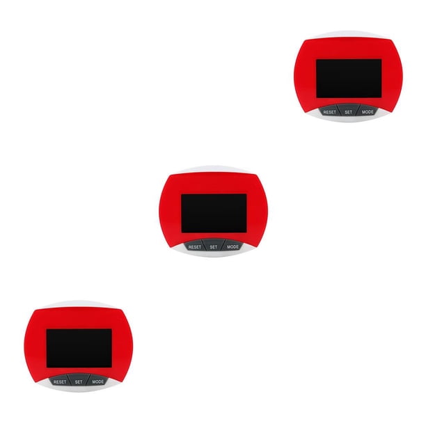 Naiovety Contador de pasos electrónico para caminar Contador de calorías multifuncional Podómetro digital Equipos a prueba de agua Distancia Rojo 3Conjunto