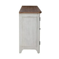 Liberty Furniture Farmhouse Reimagined 80 Inch TV Console - Antique White with Chestnut Tops