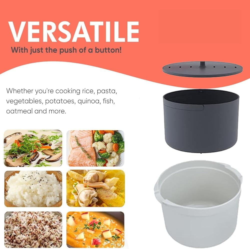 Microwave Rice Cooker Steamer, Microwave Pasta Cooker with Strainer, 2 L Microwave Cookware Set for Rice, Pasta, Vegetables, Quinoa, Oatmeal, Ramen Non stick (orange)