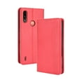thumbnail image 1 of Compatible with Motorola Moto E7 Power Case Magnetic Closure Vintage Pattern PU Leather Wallet Cover with Card Slots-Red, 1 of 5
