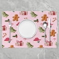 thumbnail image 2 of Pink Christmas Theme Placemats Set of 4 Xmas Tree Cute Gingerbread Man Table Mats Winter Hat Candy Cane Happy New Year Place Mat for Kitchen Dining Table Party Decor Indoor Outdoor 18"x12", 2 of 4