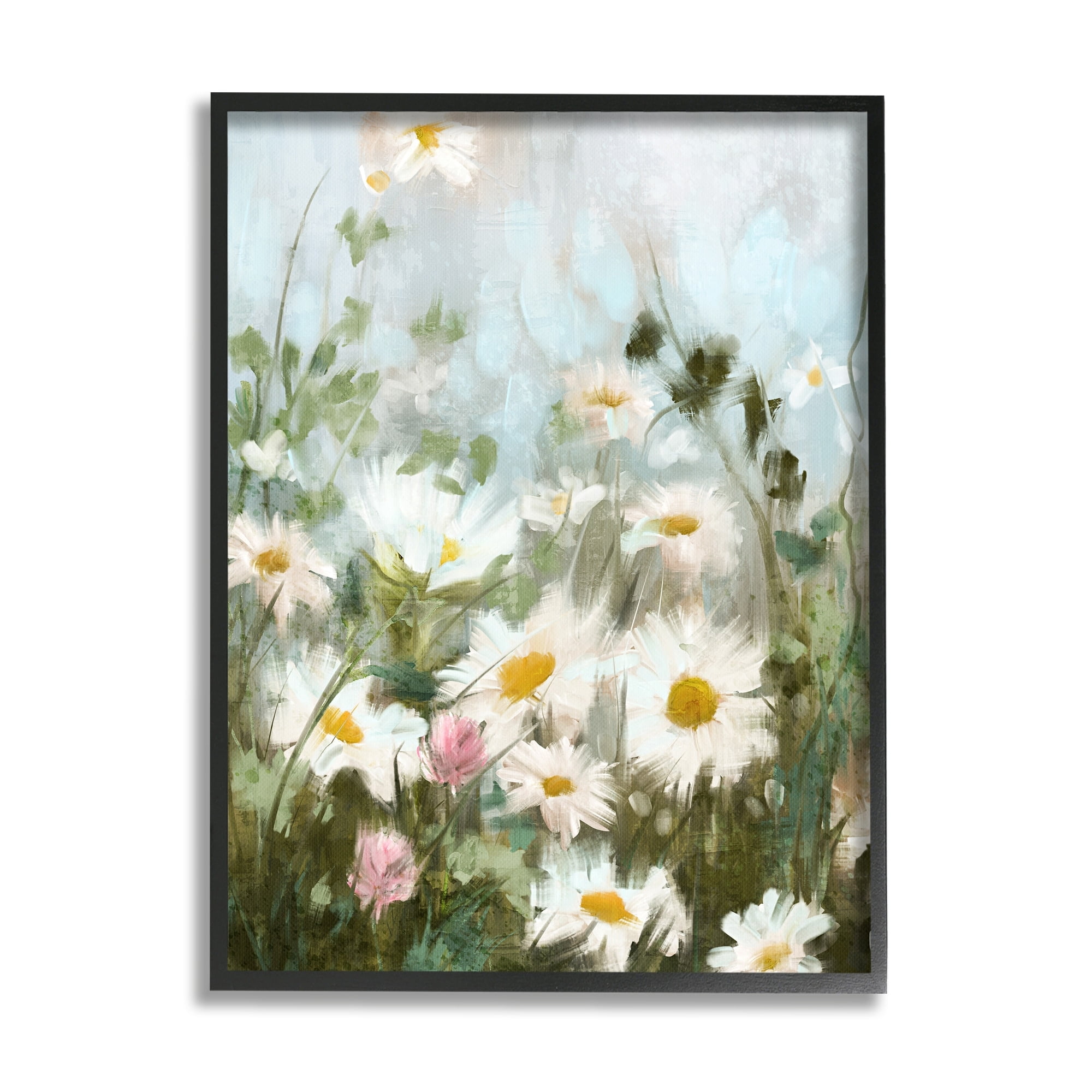 Stupell Industries Wild Daisies Blooming Meadow Botanical & Floral Painting Gray Framed Art Print Wall Art