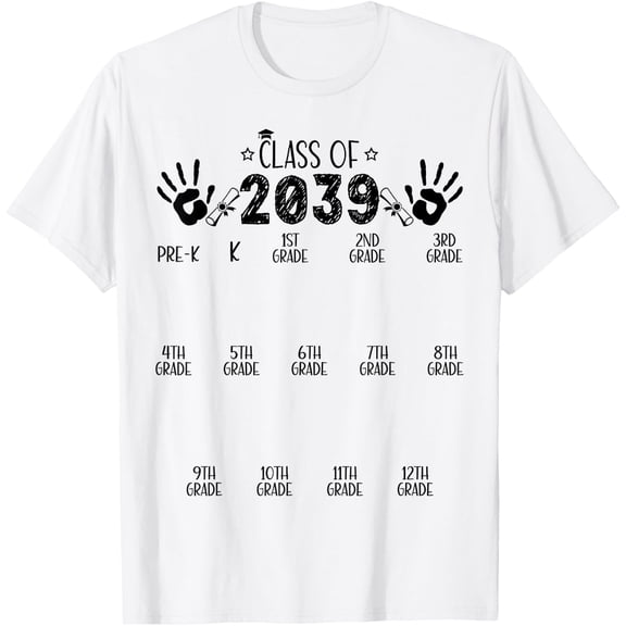 Class of 2039 Grow with Me Handprint T Shirt All Size S-5XL