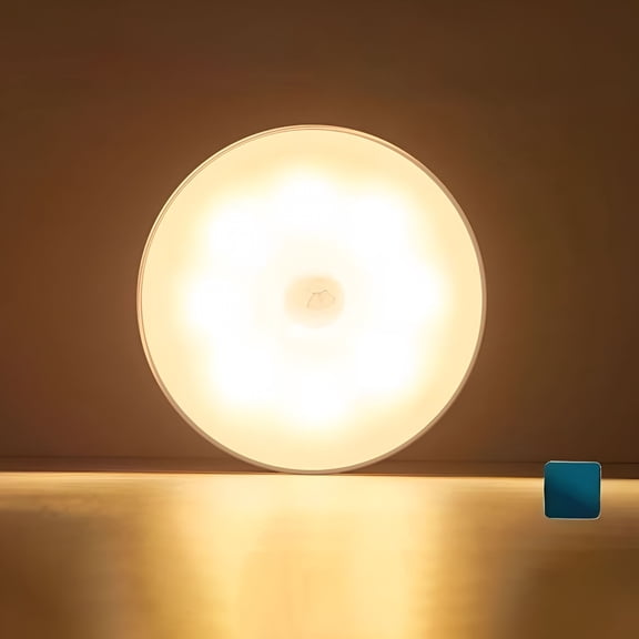 HIBIBUD Rechargeable Motion Sensor Night Light, Cordless Battery Powered LED Stick On Light, Auto On Off PIR Indoor Lighting for Bathroom, Kitchen, Closet, Hallway, Wall