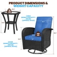 thumbnail image 3 of LazySunsets 3 Pieces Patio Furniture Set, Patio Swivel Rocker Chairs Set of 2, Wicker Outdoor Bistro Set with Rocking Chair, Blue/Black, 3 of 8