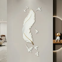 Shzicmy Feather Wall Decoration - Unique Resin Wall Art for Aesthetic Home Decor
