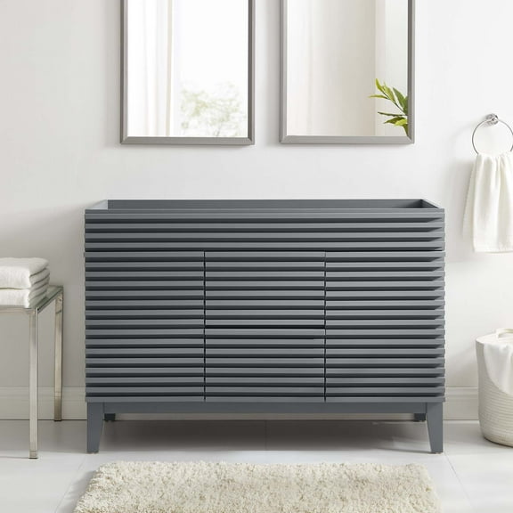 Modway Render 48" Double Sink Compatible (Not Included) Bathroom Vanity Cabinet in Gray