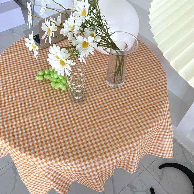Korean Style Tablecloth Plaid Fresh Cotton and Linen Background Cloth Mori Series Linen Decorative Desk Cloth Pad