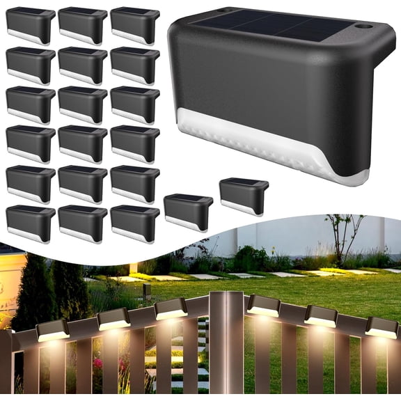 Solar Deck Lights Outdoor, 20 Pcs Solar Step Lights, Waterproof LED Solar Lights for Stairs, Fence, Yard, Patio, Railing, Garden and Pathway