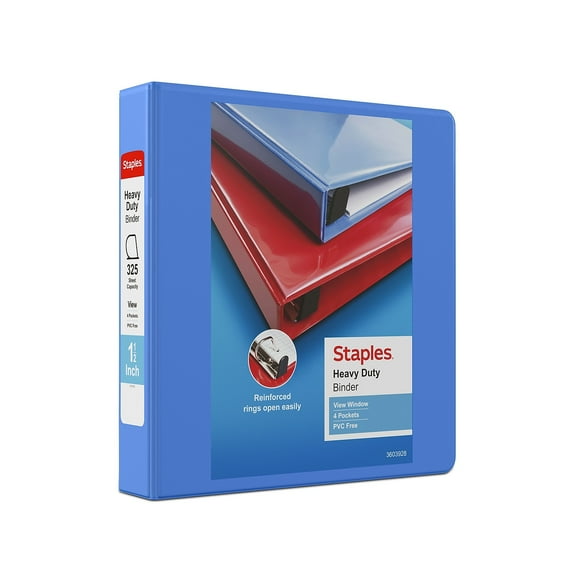Staples Heavy Duty 1 1/2" 3-Ring View Binder Periwinkle (24678) 56290-CC/24678