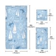 thumbnail image 3 of 3 Sizes of Towel Sets Including Bath Towel Hand Towel and Washcloth for Daily Use Light Blue Marine Animal Design, 3 of 8
