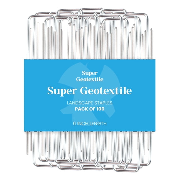 Super Geotextile Landscape Staples - Heavy Duty 11 Gauge Galvanized U-Shaped Sod Pins for Weed Barrier and Landscaping 100-pack