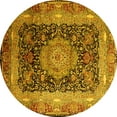 thumbnail image 1 of Ahgly Company Machine Washable Indoor Round Persian Yellow Traditional Area Rugs, 7' Round, 1 of 4