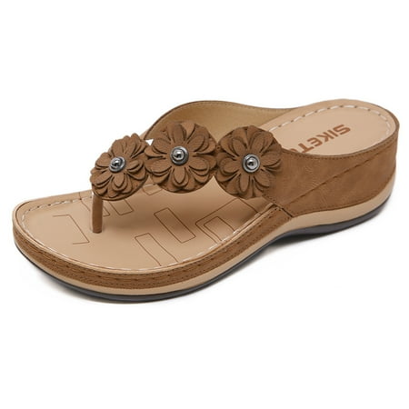 Women s Flip Flops Comfortable Mid Wedge Sandals for Women Gladiator Bohemian Summer Shoes Outdoor Clip Toe Beach Sandals