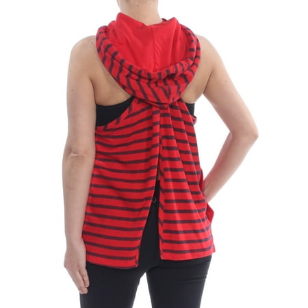 Best TOMMY HILFIGER Womens Red Striped Hooded Sleeveless Active Wear Top  Size: XL deal