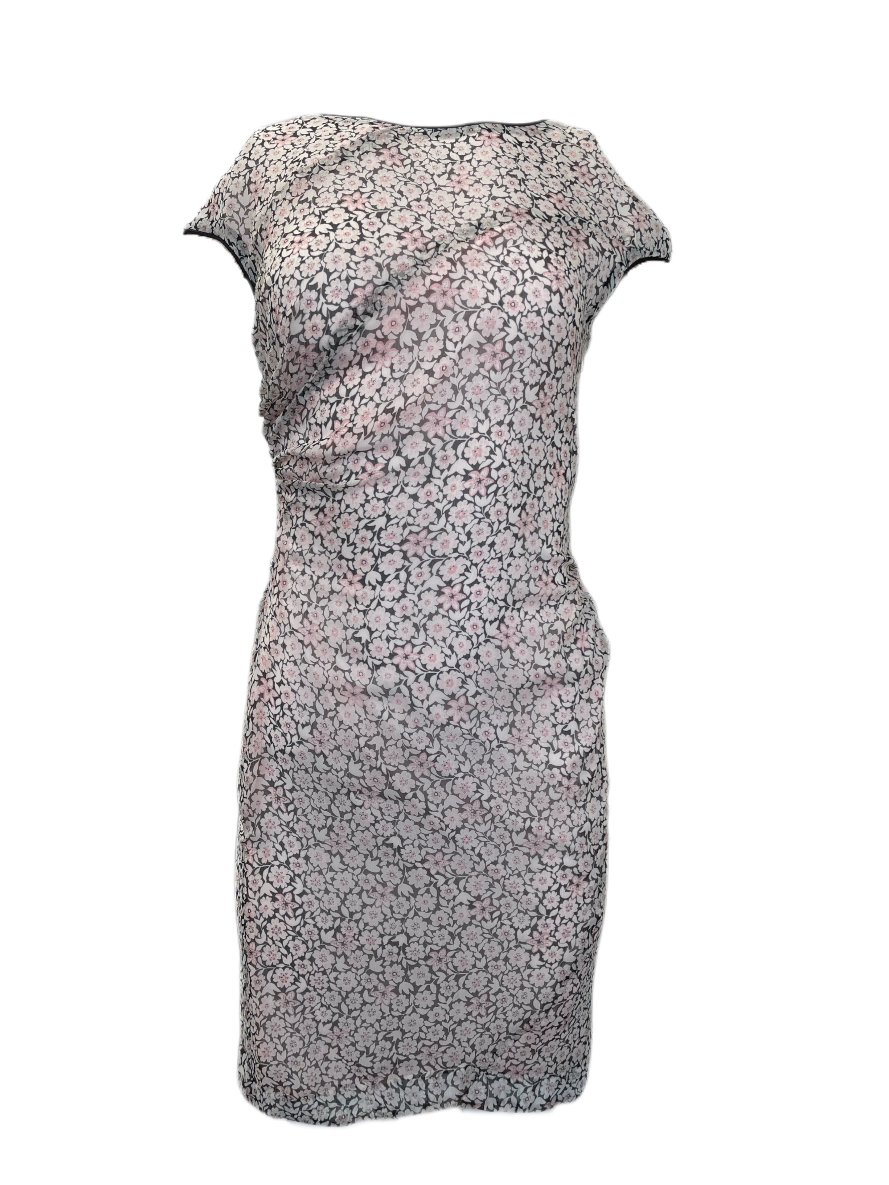 ANNE LEMAN Women's Floral Blossom Ruched Chrysanta Dress SP92DR10 Size ...