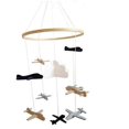 thumbnail image 1 of Crib Mobile Airplane & Clouds Nursery Decoration Grey And White, Navy Blue, Compatible With Crib Mobile, 1 of 3