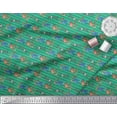 thumbnail image 2 of Soimoi Green Cotton Voile Fabric Stripe & Love Text Print Fabric by the Yard 42 Inch Wide, 2 of 3
