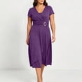 thumbnail image 5 of Idoravan Womens Dresses Casual Plus Size Fashion Women Summer Short Sleeve High Waist Dresses Solid Color, 5 of 6