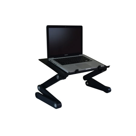 WorkEZ PROFESSIONAL Ergonomic Aluminum Laptop Cooling Stand Lap Desk Tray for Bed Couch. Adjustable height angle tilt notebook macbook pro computer riser folding desktop holder