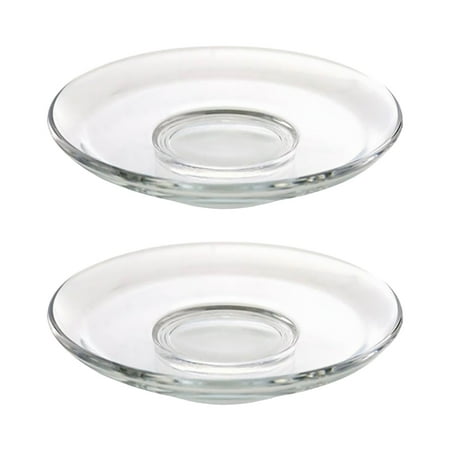 

2Pcs Clear Glass Saucers Round Glass Plates Decorative Coffee Saucers Snack Storage Dishes