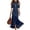 Dark Blue, variant on Women Casual Off Shoulder Short Sleeve Dress Mesh Hem Asymmetrical Midi Dress for Daily and Party Wear Dark Blue XL