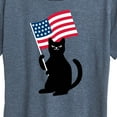 thumbnail image 3 of Instant Message - Black Cat With Flag - Women's Short Sleeve Graphic T-Shirt, 3 of 6