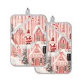 thumbnail image 7 of Yayeee Pot Holders Kitchen Heat Resistant with Pocket 7"x9.8" Cotton Oven Cooking Hot Pads, Light Pink Gingerbread Houses, 7 of 7