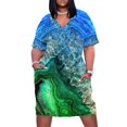 thumbnail image 1 of Vestido holgado con bolsillos y gemas minerales de ágata sintética verde y azul, elegante y chic, para mujer, promoción de ropa de verano 2025, 1 of 7