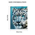 thumbnail image 2 of Acheng  Black and White Blue Eyes Snow Leopard Canvas Prints Rustic Turquoise and Grey Background Picture Gallery Wrapped Artwork Gift for Bedroom Home Office Living Room Decoration 12x16 in, 2 of 5