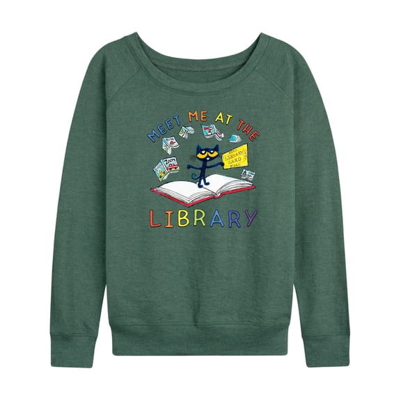Pete The Cat - Meet Me At The Library - Women's Lightweight French Terry Long Sleeve Shirt